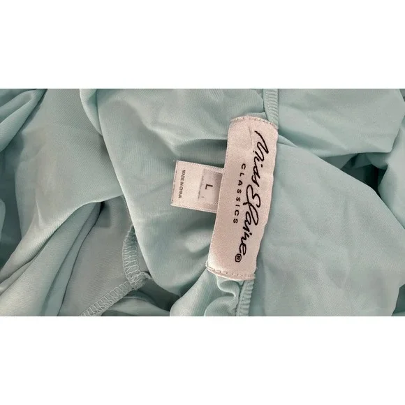 VTG Miss Elaine Classics‎ Women Long Nightgown Blue Embroidered Flutter Sleeve L - Picture 6 of 6